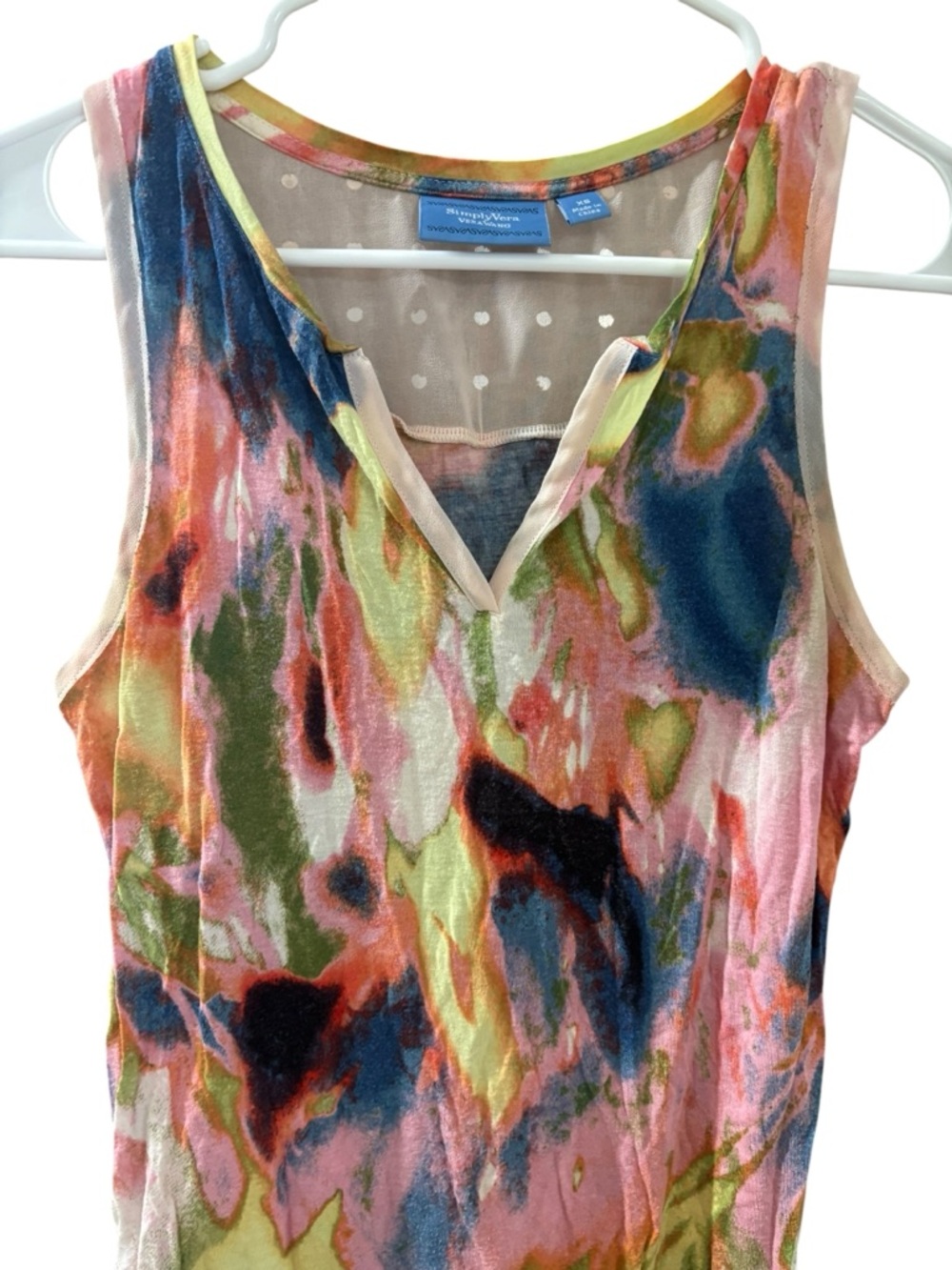 Simply Vera Vera Wang Colorful Abstract Print Sleeveless V-neck Tank Size XS - Picture 2 of 6